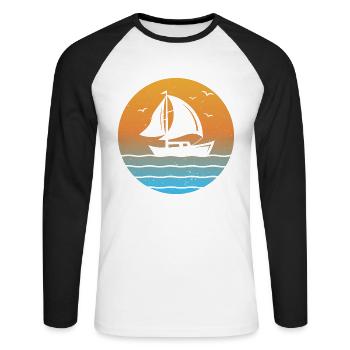 Sunset Segler Segelboot Segeln Schiffskapitän - Unisex Baseballshirt langarm - Weiß/Schwarz - Vorne - Nik (191cm)