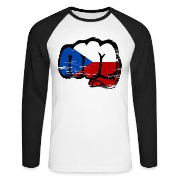 Drapeau de la République tchèque utilisé - T-shirt baseball manches longues Homme - blanc/noir - Devant - Nik (191cm)