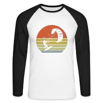 Ich kann nicht kitesurfen - Unisex Baseballshirt langarm - Weiß/Schwarz - Vorne - Nik (191cm)