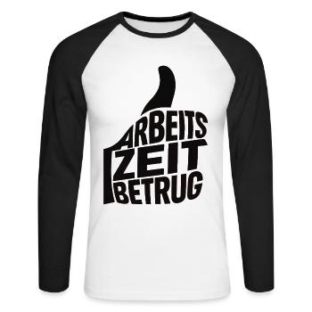 Working Time Fraud Thumbs Up German Memes - Unisex Long Sleeve Baseball T-Shirt - white/black - Front - Nik (191cm)