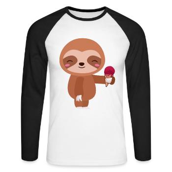 Faultiere - Unisex Baseballshirt langarm - Weiß/Schwarz - Vorne - Nik (191cm)