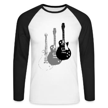 Guitares E - T-shirt baseball manches longues Homme - blanc/noir - Devant - Nik (191cm)