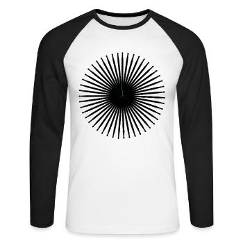 Batteur drumstick - T-shirt baseball manches longues Homme - blanc/noir - Devant - Nik (191cm)