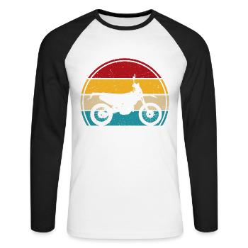 Retro motoCross supercross - Unisex Long Sleeve Baseball T-Shirt - white/black - Front - Nik (191cm)