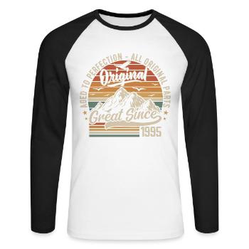 Vintage Né en 1995 | 30e Anniversaire Cadeau 1995 - T-shirt baseball manches longues Homme - blanc/noir - Devant - Nik (191cm)