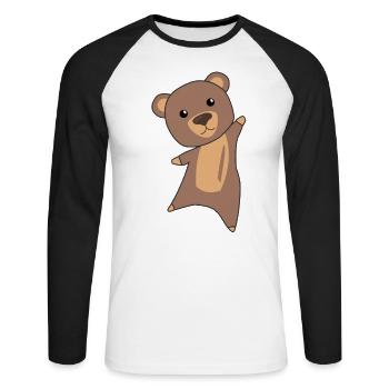 Ours ours ours mignon ours brun mignon ours - T-shirt baseball manches longues Homme - blanc/noir - Devant - Nik (191cm)