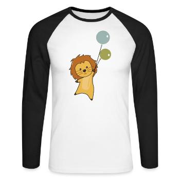 Lion balloon flying big cat cute animals flying - Unisex Long Sleeve Baseball T-Shirt - white/black - Front - Nik (191cm)