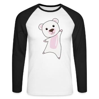 Ours polaire mignon cadeau ours en peluche pour les enfants - T-shirt baseball manches longues Homme - blanc/noir - Devant - Nik (191cm)