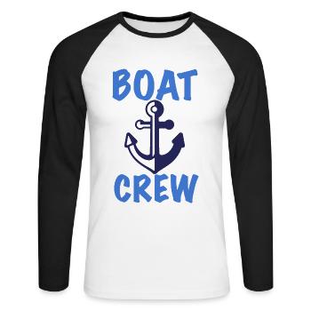Ancre de l’équipage du bateau - T-shirt baseball manches longues Homme - blanc/noir - Devant - Nik (191cm)
