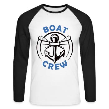 Boot Crew als Gruppe Boot fahren - Unisex Baseballshirt langarm - Weiß/Schwarz - Vorne - Nik (191cm)