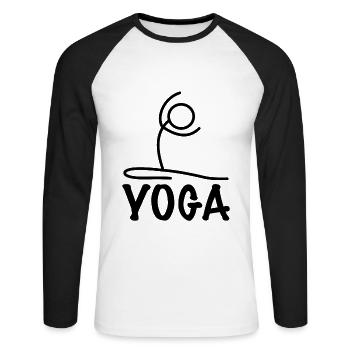 Yoga Stellung - Unisex Baseballshirt langarm - Weiß/Schwarz - Vorne - Nik (191cm)