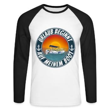 Boot Urlaub Motorboot als Gruppe - Unisex Baseballshirt langarm - Weiß/Schwarz - Vorne - Nik (191cm)