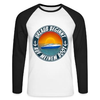 Boot Urlaub Motorboot als Gruppe - Unisex Baseballshirt langarm - Weiß/Schwarz - Vorne - Nik (191cm)