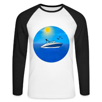 Canot automobile - T-shirt baseball manches longues Homme - blanc/noir - Devant - Nik (191cm)