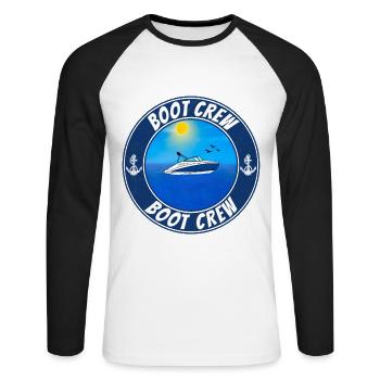 Gruppen Boot Outfit die Motorboot Mannschaft - Unisex Baseballshirt langarm - Weiß/Schwarz - Vorne - Nik (191cm)