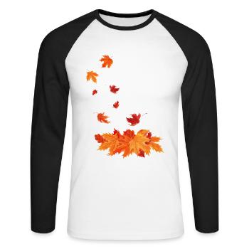 Autumn leaves that fall - Unisex Long Sleeve Baseball T-Shirt - white/black - Front - Nik (191cm)
