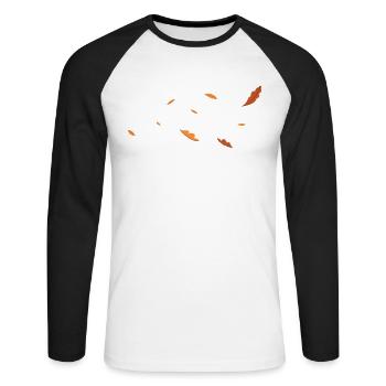 Minimalist leaves blowing in the wind - Unisex Long Sleeve Baseball T-Shirt - white/black - Front - Nik (191cm)