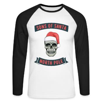 LES FILS DU PÔLE NORD DU PÈRE NOËL - T-shirt baseball manches longues Homme - blanc/noir - Devant - Nik (191cm)