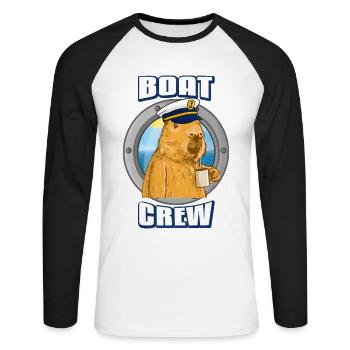 Boot Crew - Unisex Baseballshirt langarm - Weiß/Schwarz - Vorne - Nik (191cm)
