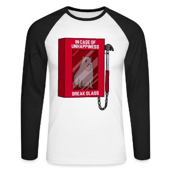 Capybara - Break the pane if you feel unwell - Unisex Long Sleeve Baseball T-Shirt - white/black - Front - Nik (191cm)