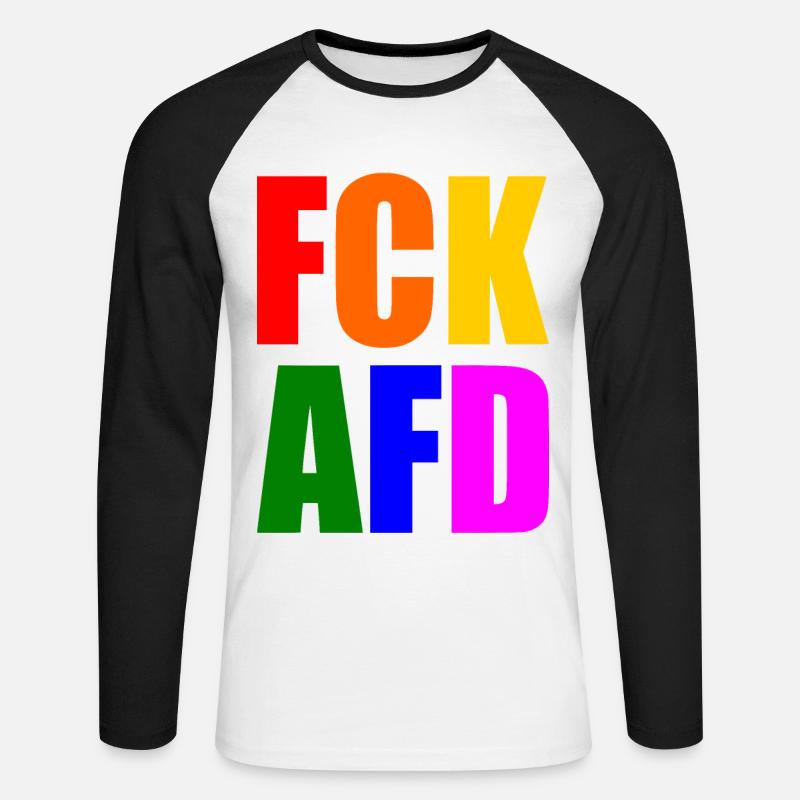 Fck afd - Unisex Baseballshirt langarm - Weiß/Schwarz