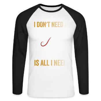 Le vin : mon véritable amour - T-shirt baseball manches longues Homme - blanc/noir - Devant - Nik (191cm)