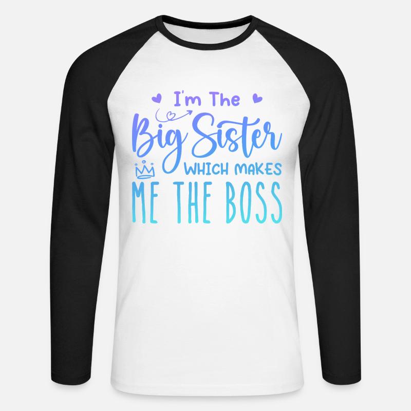 Ich bin die große Schwester - Unisex Baseballshirt langarm - Weiß/Schwarz