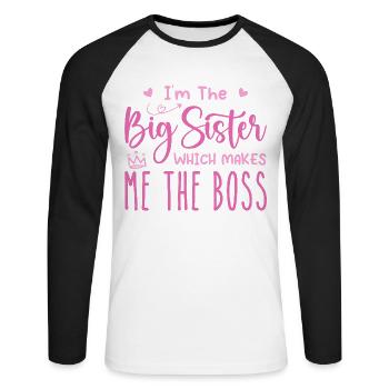 i'm the big sister - T-shirt baseball manches longues Homme - blanc/noir - Devant - Nik (191cm)