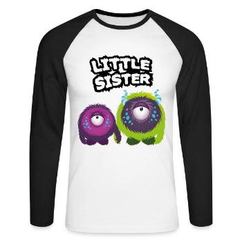 Little Sister Monster - Unisex Long Sleeve Baseball T-Shirt - white/black - Front - Nik (191cm)