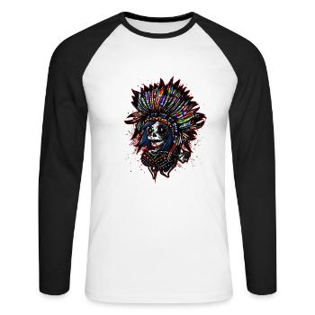 indien skull - T-shirt baseball manches longues Homme - blanc/noir - Devant - Nik (191cm)