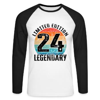 Happy Birthday - 24th birthday - Unisex Long Sleeve Baseball T-Shirt - white/black - Front - Nik (191cm)