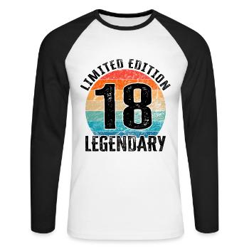 Happy Birthday - 18th birthday - Unisex Long Sleeve Baseball T-Shirt - white/black - Front - Nik (191cm)