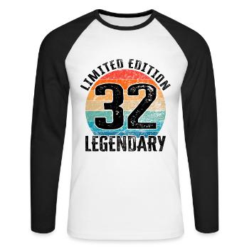 Happy Birthday - 32nd birthday - Unisex Long Sleeve Baseball T-Shirt - white/black - Front - Nik (191cm)