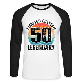 Happy Birthday - 50th birthday - Unisex Long Sleeve Baseball T-Shirt - white/black - Front - Nik (191cm)