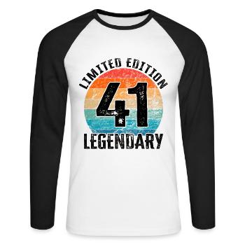 Joyeux anniversaire - 41e anniversaire - T-shirt baseball manches longues Homme - blanc/noir - Devant - Nik (191cm)