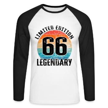 Happy Birthday - 66th birthday - Unisex Long Sleeve Baseball T-Shirt - white/black - Front - Nik (191cm)