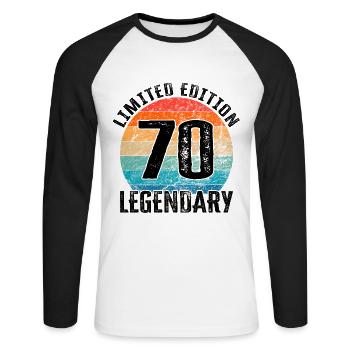 Happy Birthday - 70th birthday - Unisex Long Sleeve Baseball T-Shirt - white/black - Front - Nik (191cm)