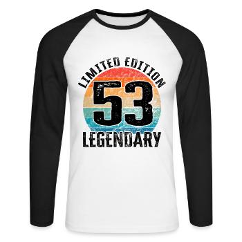 Happy Birthday - 53rd birthday - Unisex Long Sleeve Baseball T-Shirt - white/black - Front - Nik (191cm)