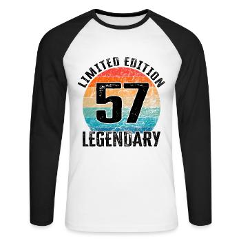 Happy Birthday - 57th birthday - Unisex Long Sleeve Baseball T-Shirt - white/black - Front - Nik (191cm)