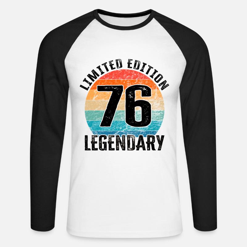 Buon compleanno - 76° compleanno - Maglia da baseball a manica lunga da uomo - bianco/nero