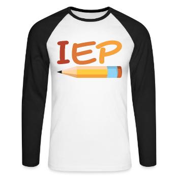 IEP SPED Teacher Art | Special Education Teacher - T-shirt baseball manches longues Homme - blanc/noir - Devant - Nik (191cm)