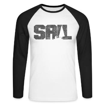 navigation à voile - T-shirt baseball manches longues Homme - blanc/noir - Devant - Nik (191cm)