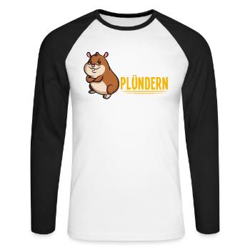 Wer hamstert ist zu faul zum Plündern - Prepper - Unisex Baseballshirt langarm - Weiß/Schwarz - Vorne - Nik (191cm)