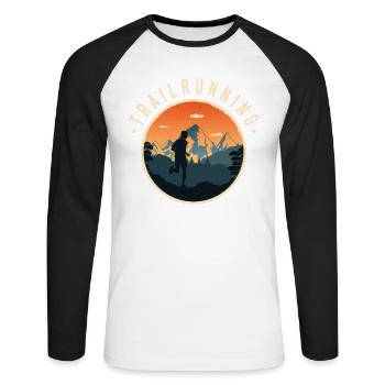 TrailRunning Trail Running Trailrunner Mountain Running - Unisex Long Sleeve Baseball T-Shirt - white/black - Front - Nik (191cm)