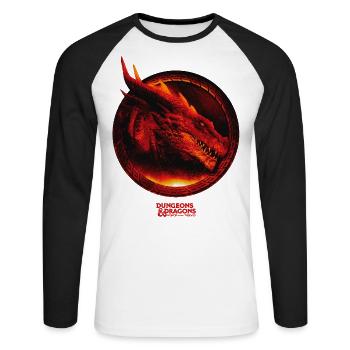 Dungeons & Dragons DND Roter Drachenkopf - Unisex Baseballshirt langarm - Weiß/Schwarz - Vorne - Nik (191cm)