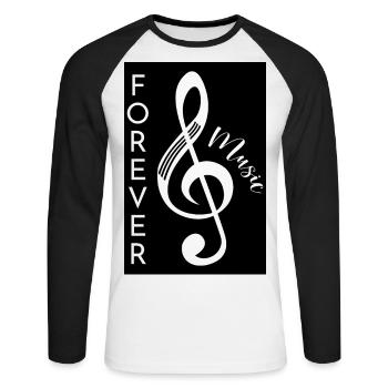 Forever Music Poster - Unisex Long Sleeve Baseball T-Shirt - white/black - Front - Nik (191cm)