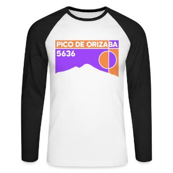Pico De Orizaba Citlaltépetl Besteigung Mexico - Unisex Baseballshirt langarm - Weiß/Schwarz - Vorne - Nik (191cm)