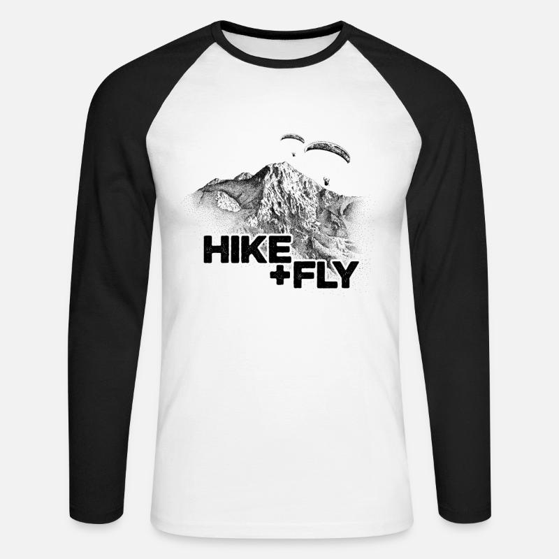 Mittagskogel Hike & Fly Paragliding - Unisex Baseballshirt langarm - Weiß/Schwarz