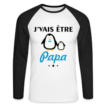Je vais être papa, bientôt papa, futur père - T-shirt baseball manches longues Homme - blanc/noir - Devant - Nik (191cm)