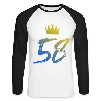 58 Couronne numérique - T-shirt baseball manches longues Homme - blanc/noir - Devant - Nik (191cm)